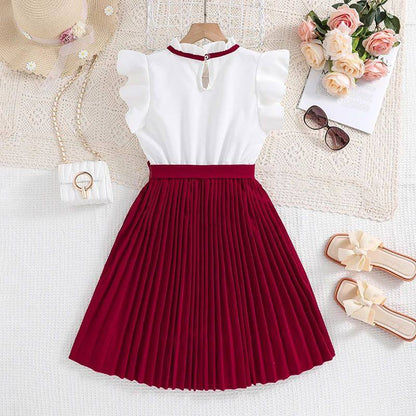 Petal Sleeves Pleated Skirt