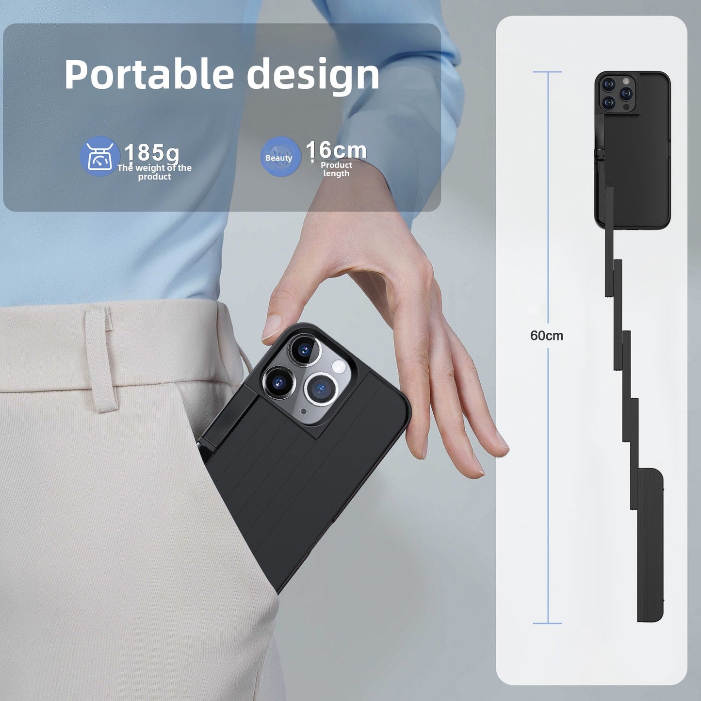 Phone Case Selfie Stick with Bluetooth