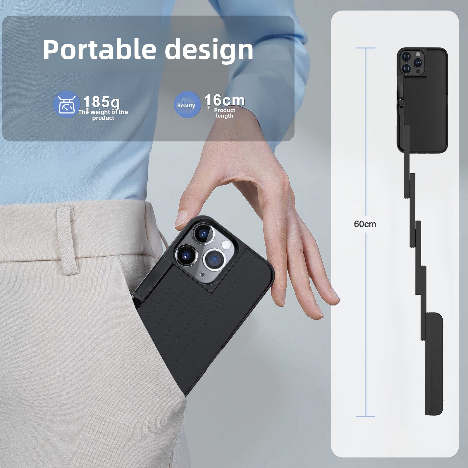 Phone Case Selfie Stick with Bluetooth