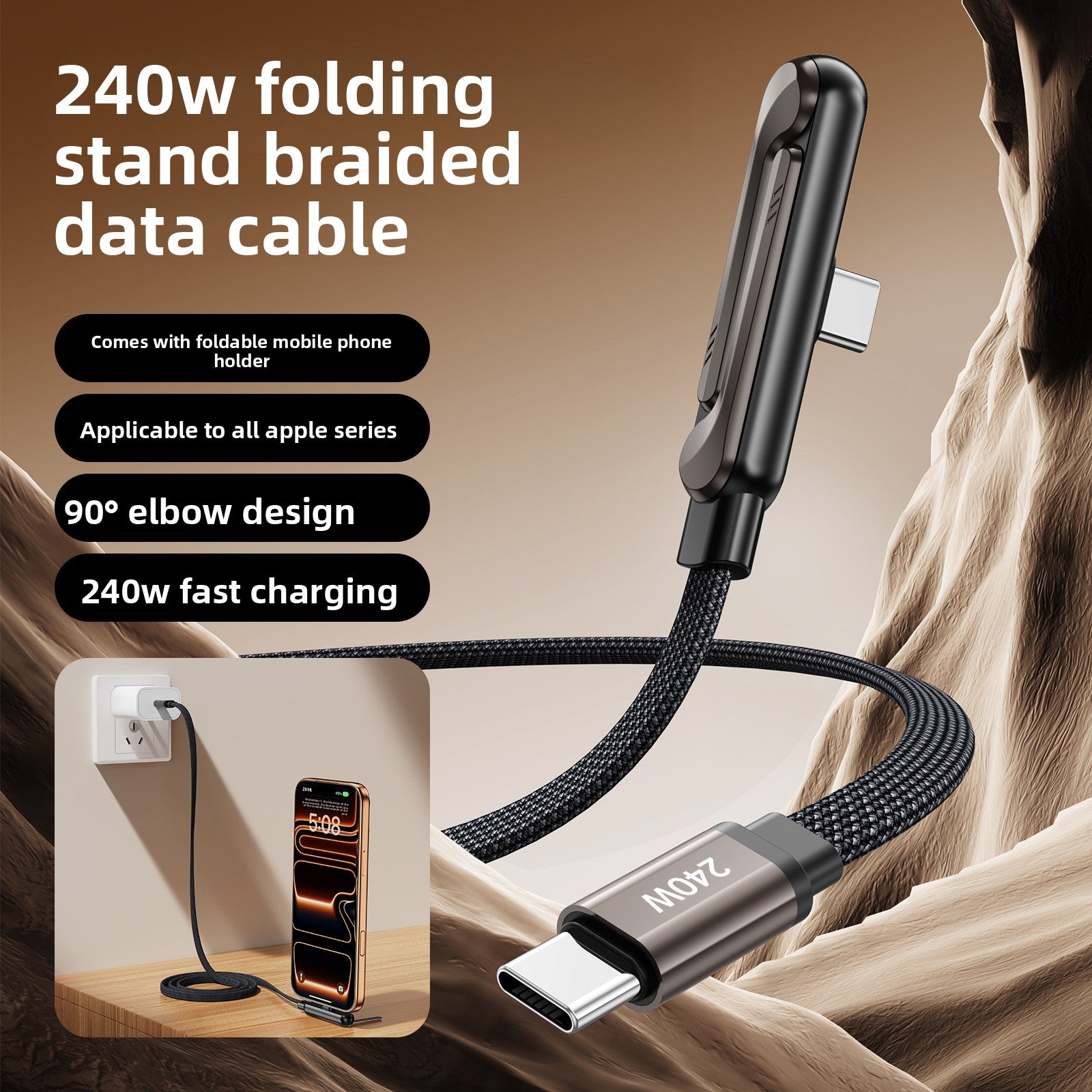 Phone Charging Cable with Stand Fast Charging Support