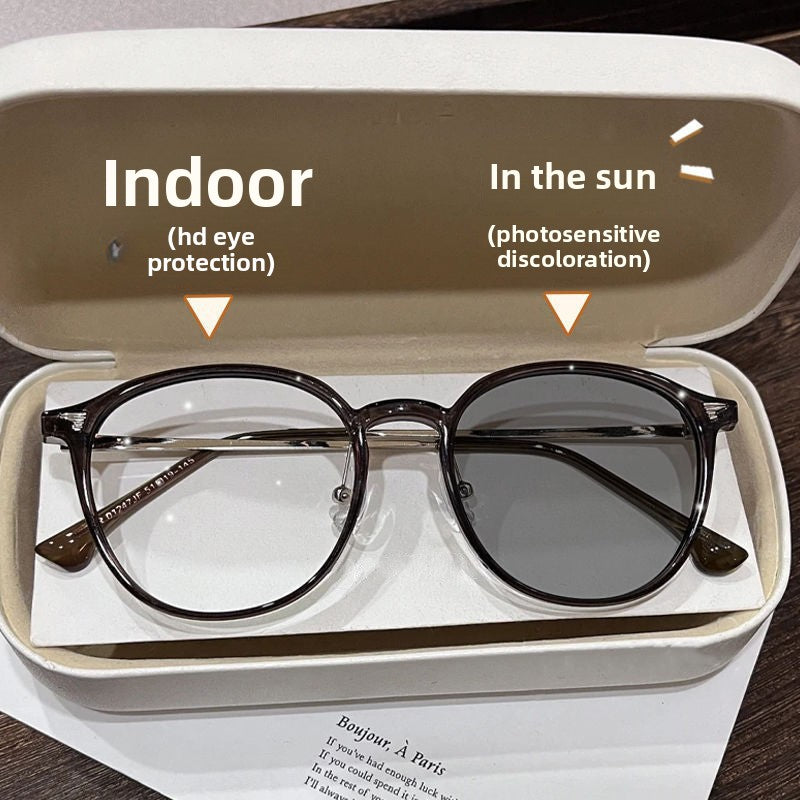 Photochromic Anti-Blue Light Oval Glasses