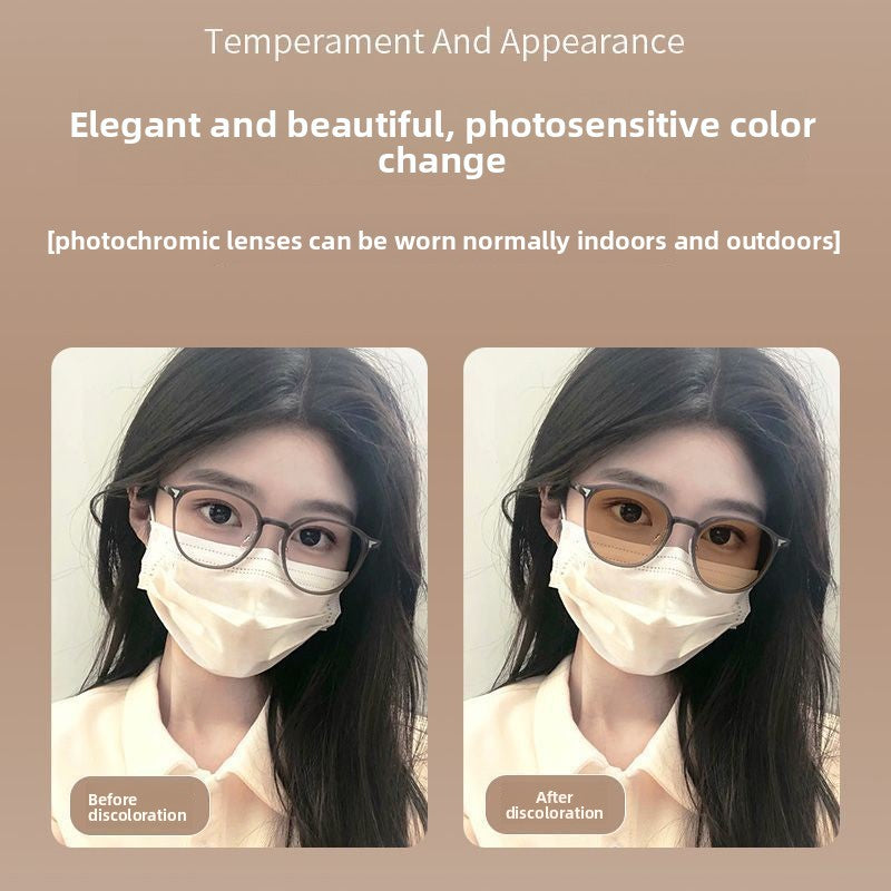 Photochromic Anti-Blue Light Oval Glasses