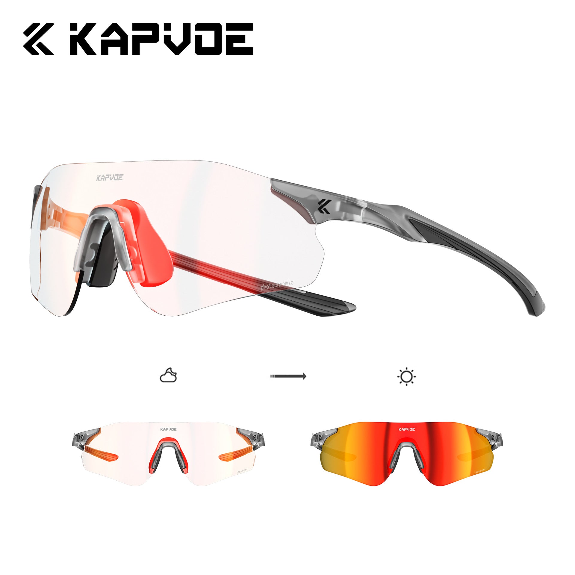 Photochromic Sports Sunglasses Windproof Cycling Glasses