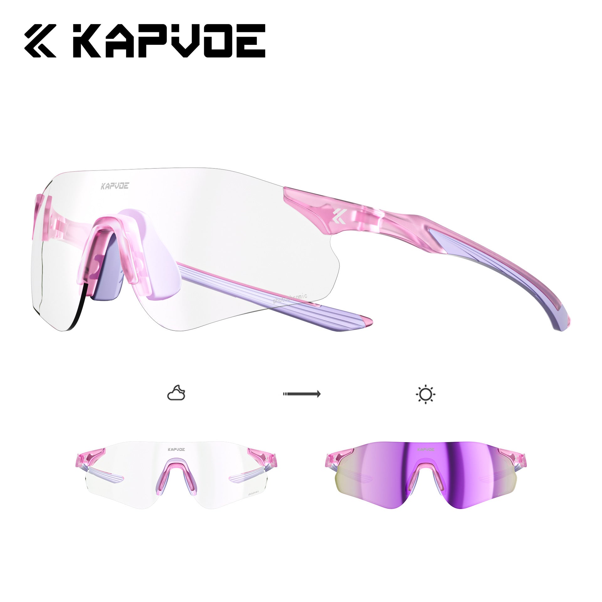 Photochromic Sports Sunglasses Windproof Cycling Glasses