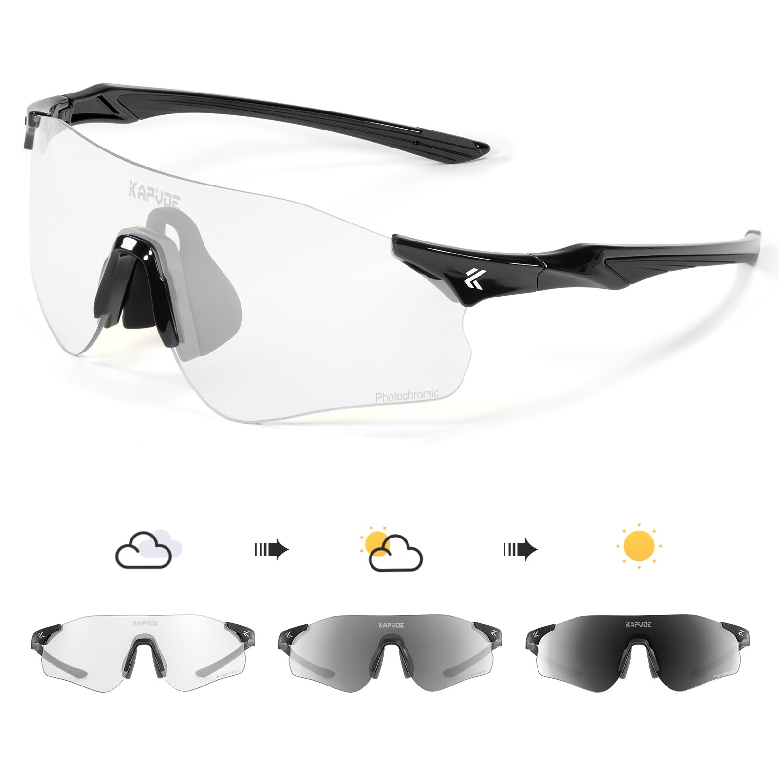 Photochromic Sports Sunglasses Windproof Cycling Glasses