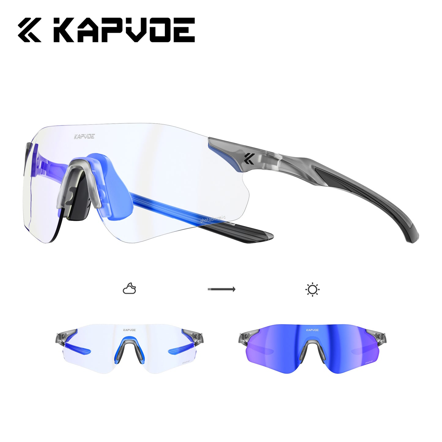 Photochromic Sports Sunglasses Windproof Cycling Glasses