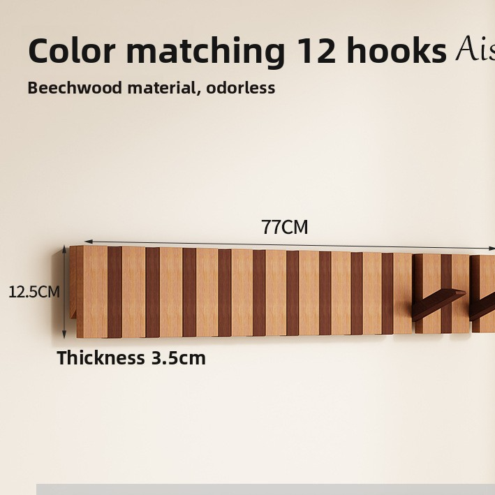 Piano Key Design Wooden Wall Mounted Coat Rack