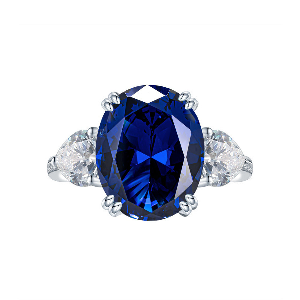 Pigeon egg artificial sapphire ring