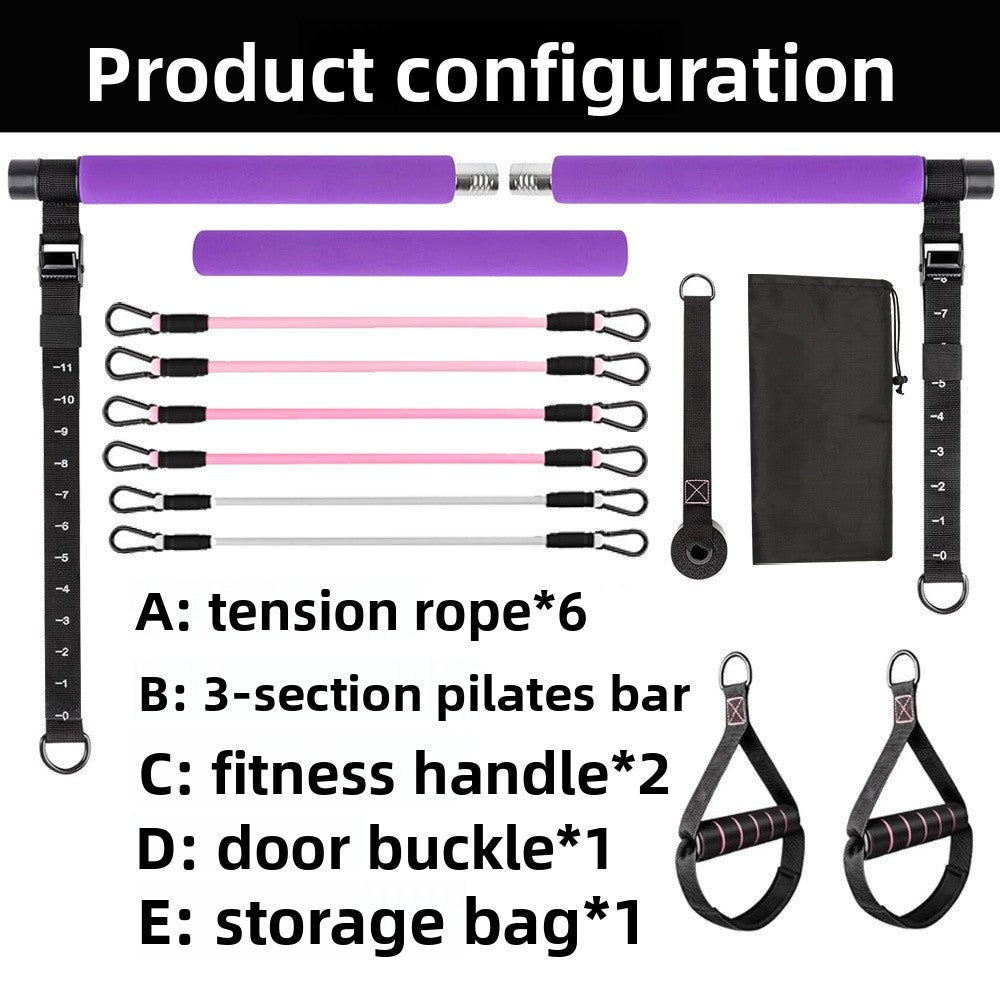 Pilates Bar Three-Section Resistance Band Fitness Bar Resistance Rope Fitness Equipment Bar Set