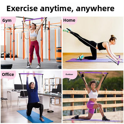 Pilates Bar Three-Section Resistance Band Fitness Bar Resistance Rope Fitness Equipment Bar Set