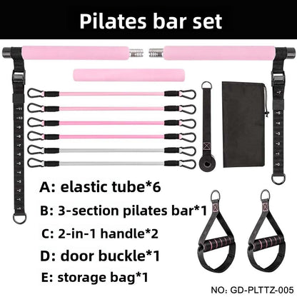 Pilates Bar Three-Section Resistance Band Fitness Bar Resistance Rope Fitness Equipment Bar Set