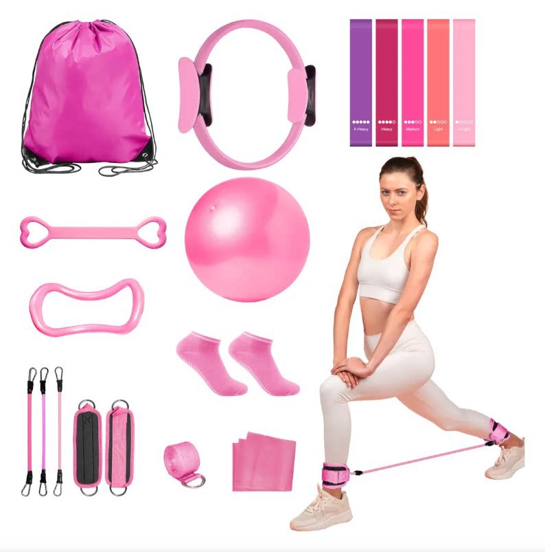Pilates Yoga Fitness Set with Resistance Bands and Exercise Ring
