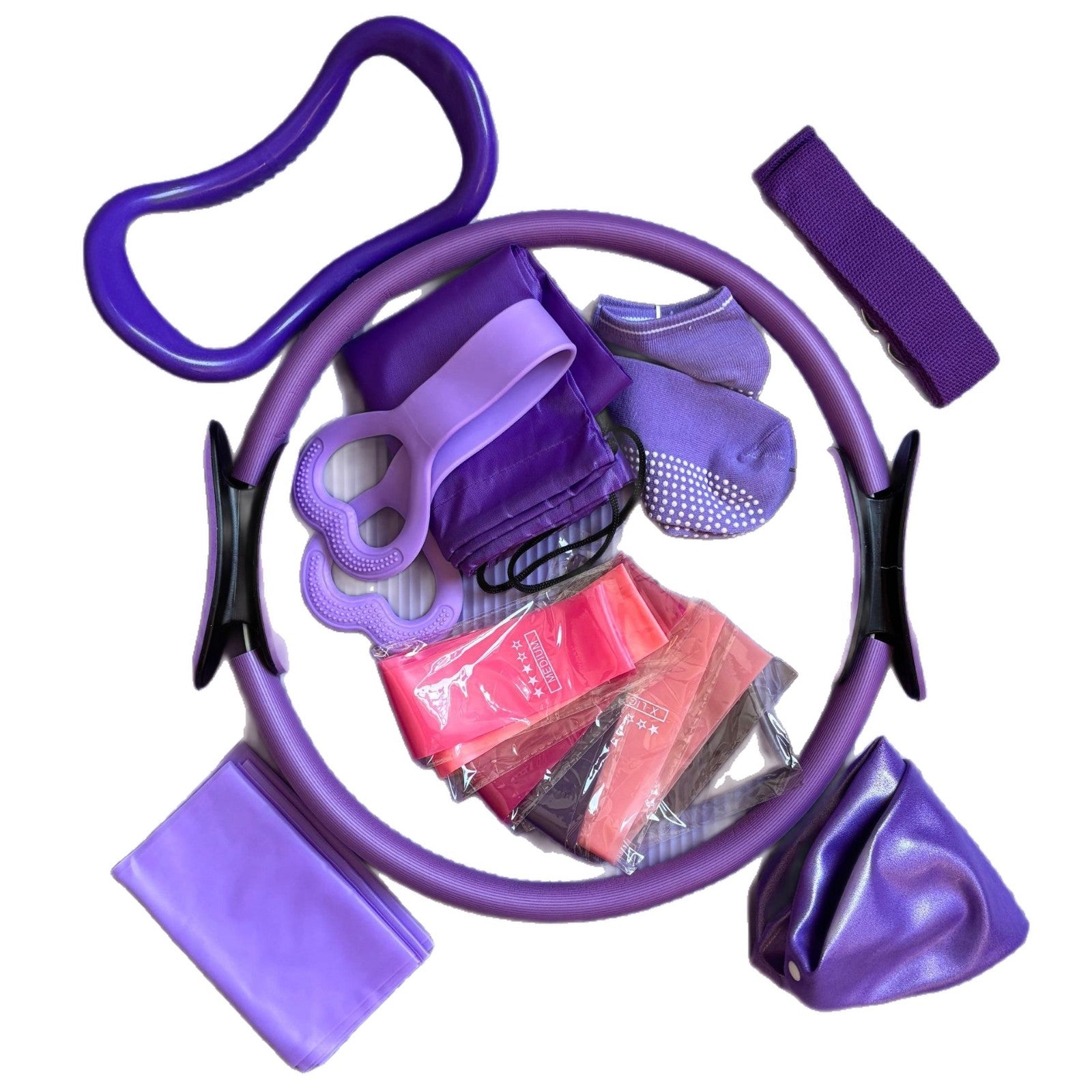 Pilates Yoga Fitness Set with Resistance Bands and Exercise Ring