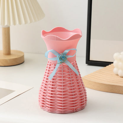Pineapple-textured jute rope plastic vase