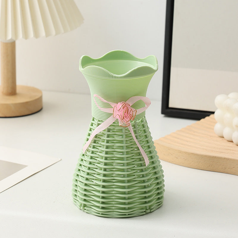 Pineapple-textured jute rope plastic vase