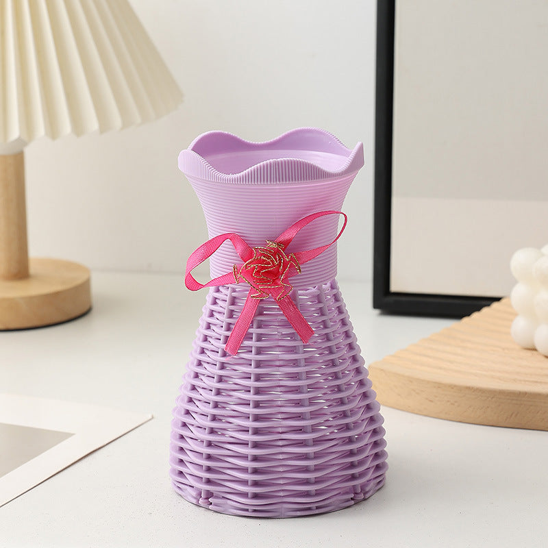 Pineapple-textured jute rope plastic vase