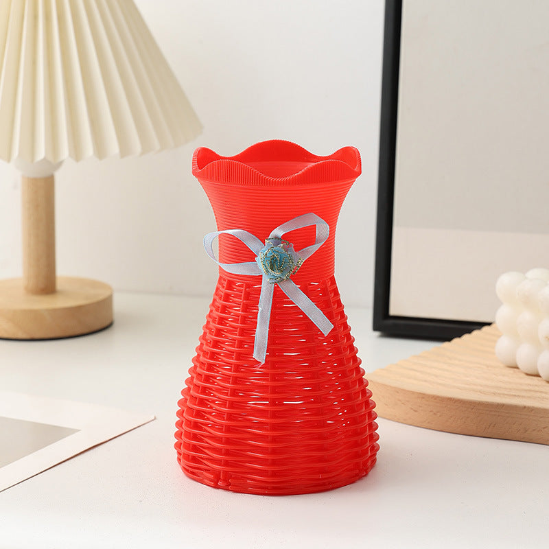 Pineapple-textured jute rope plastic vase