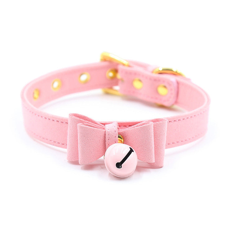 Pink bow bell neck ring