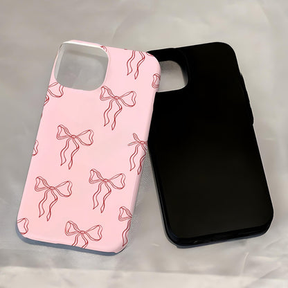 Pink Bow Double Layer Film Phone Case