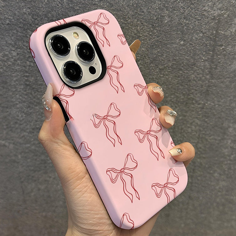 Pink Bow Double Layer Film Phone Case