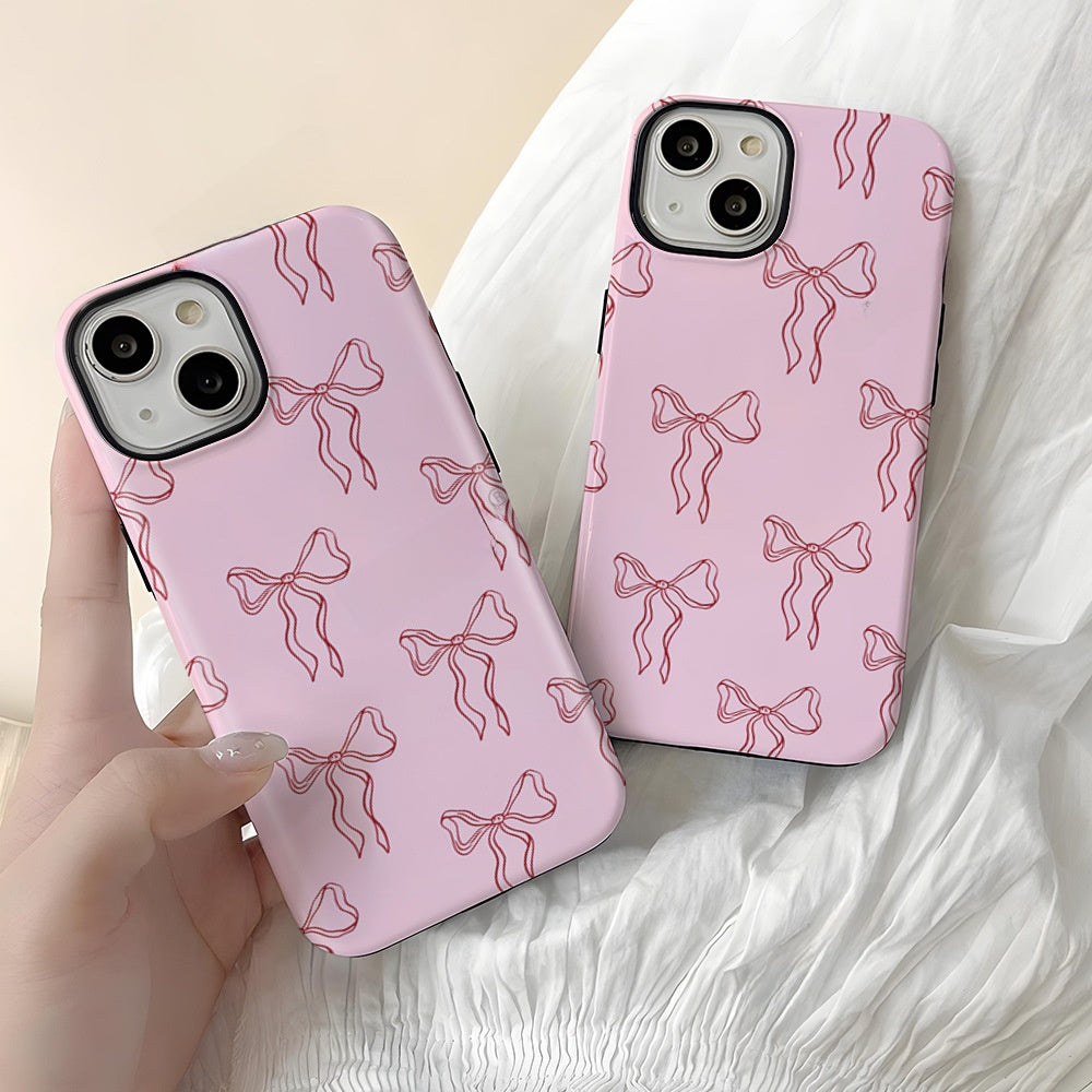 Pink Bow Double Layer Film Phone Case