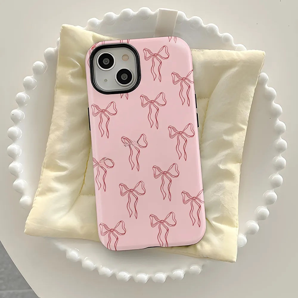 Pink Bow Double Layer Film Phone Case