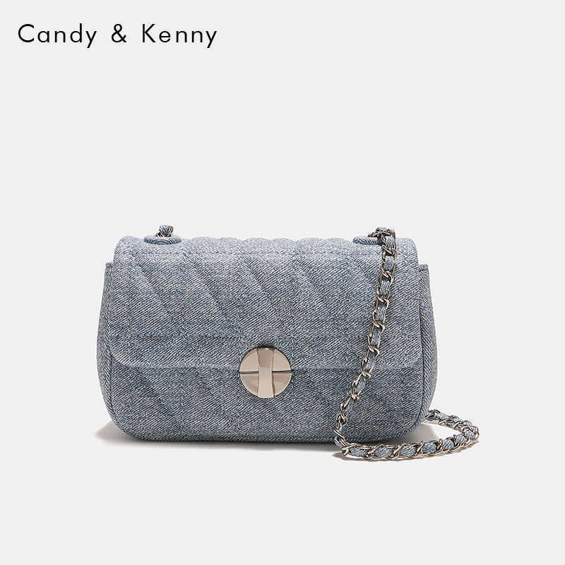 Pink checkered chain crossbody bag