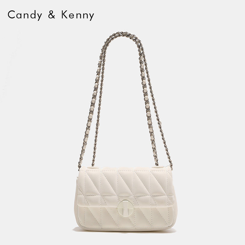 Pink checkered chain crossbody bag