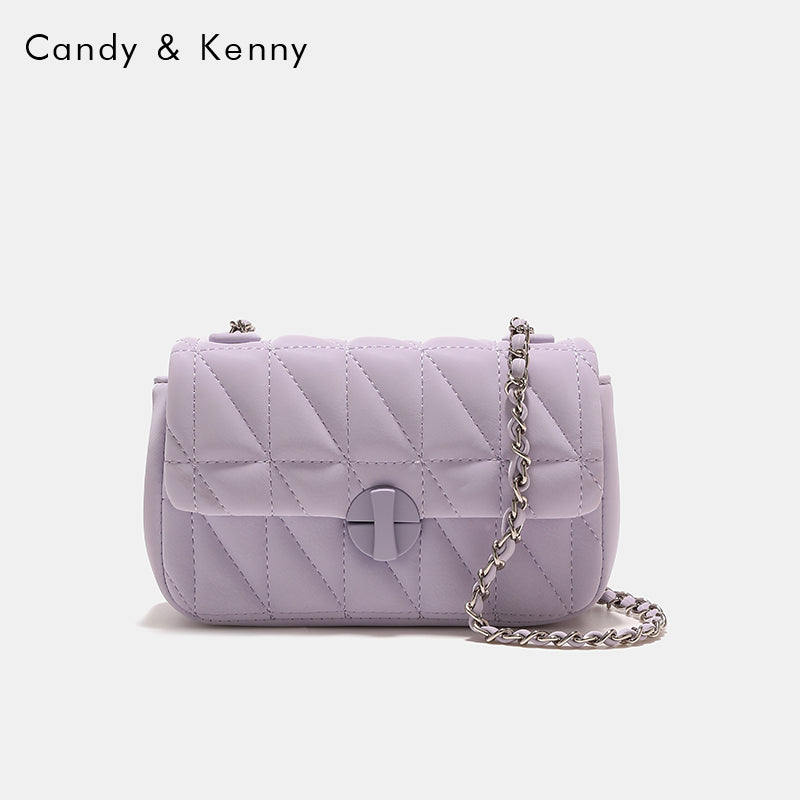 Pink checkered chain crossbody bag