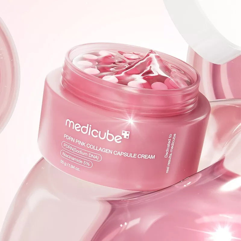 Pink collagen capsule cream