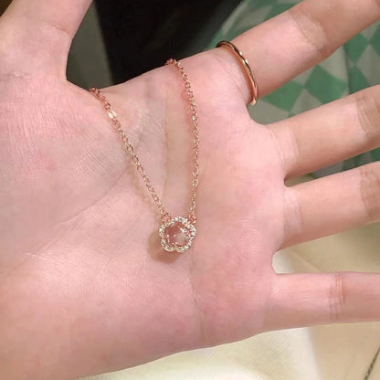 Pink Crystal Cherry Blossom Necklace