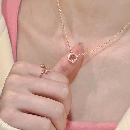 Pink Crystal Cherry Blossom Necklace