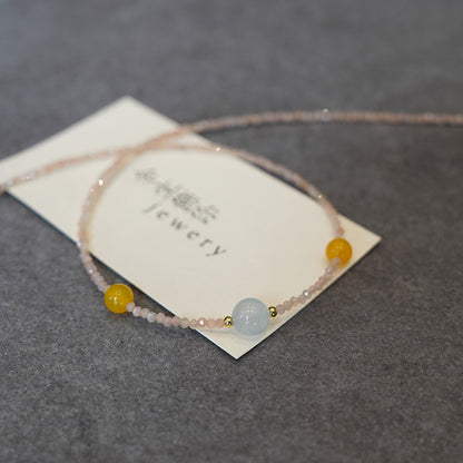 Pink Crystal Super Shiny Necklace Natural Gemstone Clavicle Chain