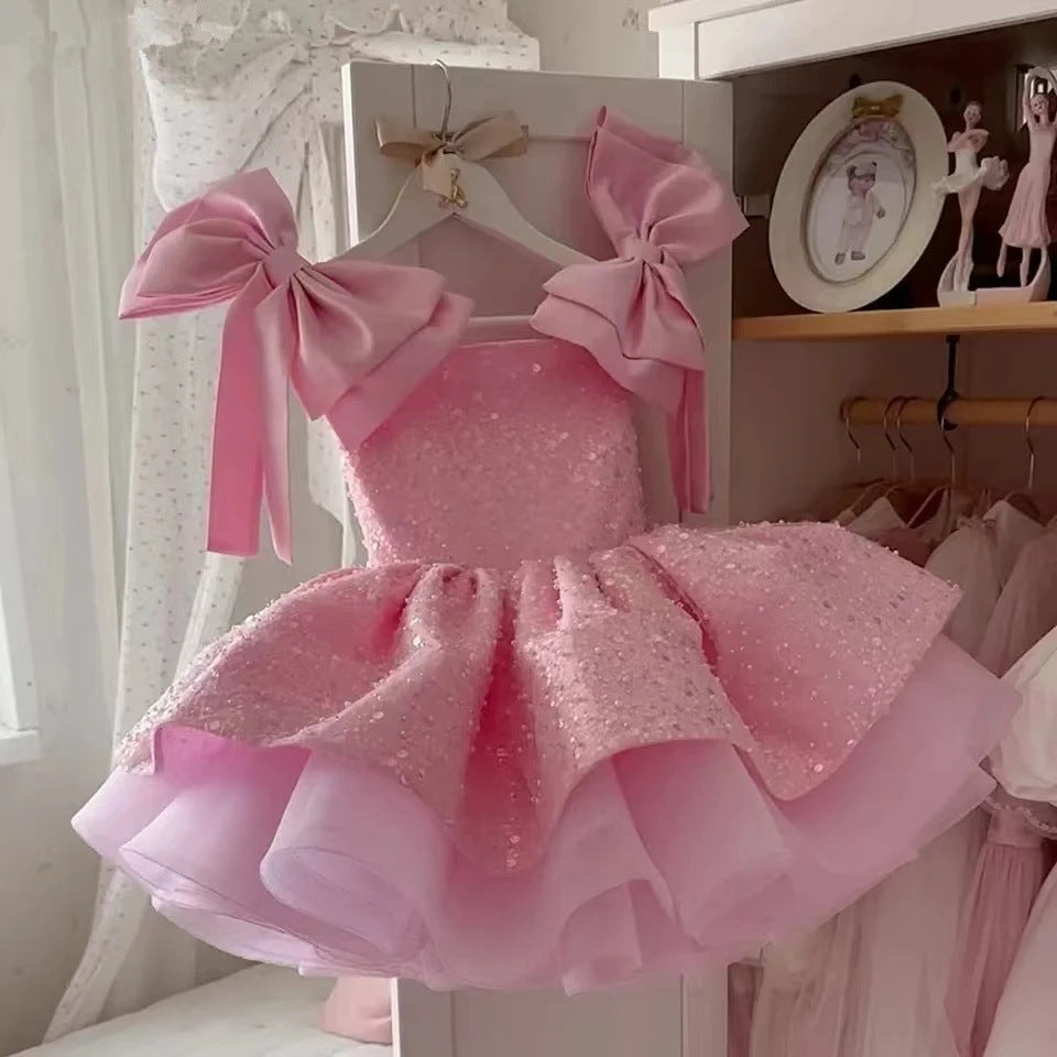 Pink flower girl dress