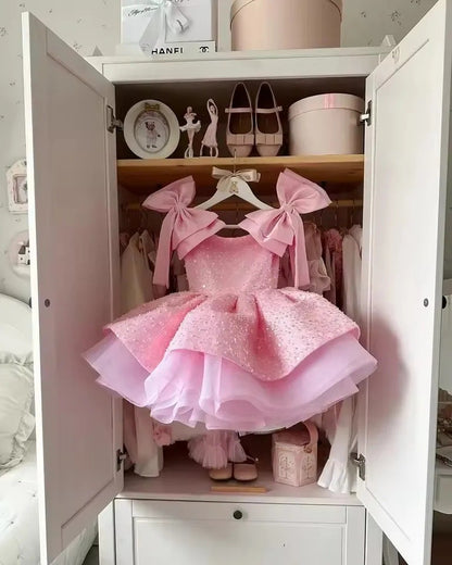 Pink flower girl dress