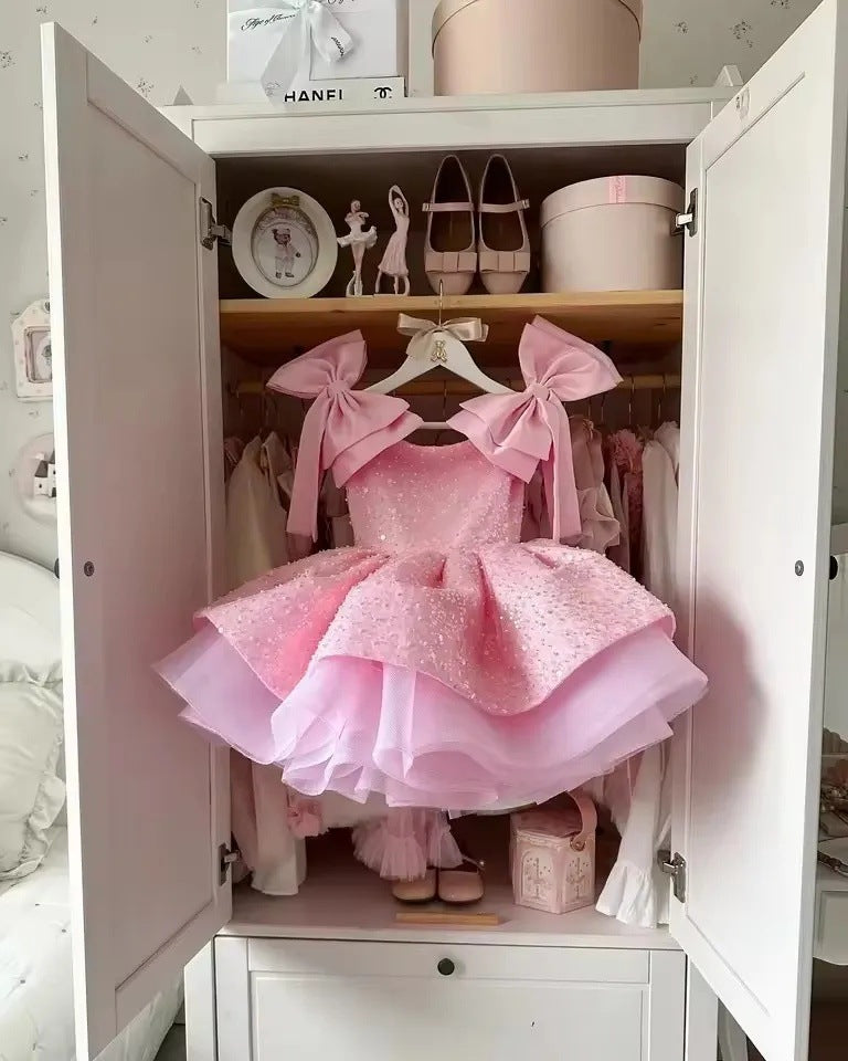 Pink flower girl dress