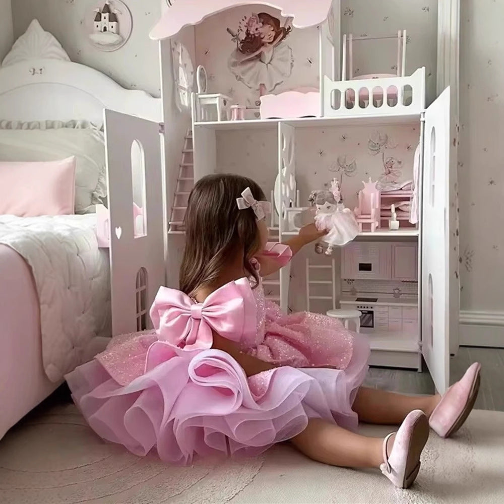Pink flower girl dress