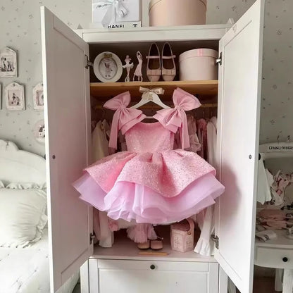Pink flower girl dress