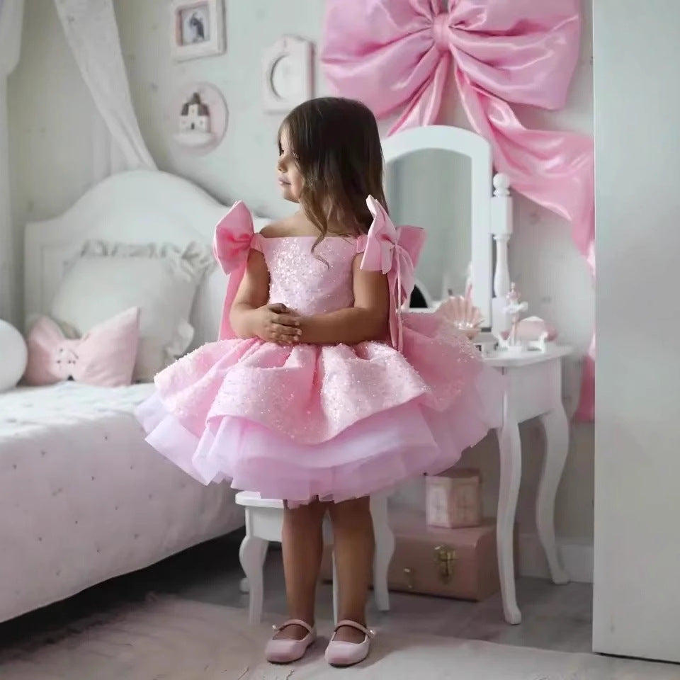 Pink flower girl dress