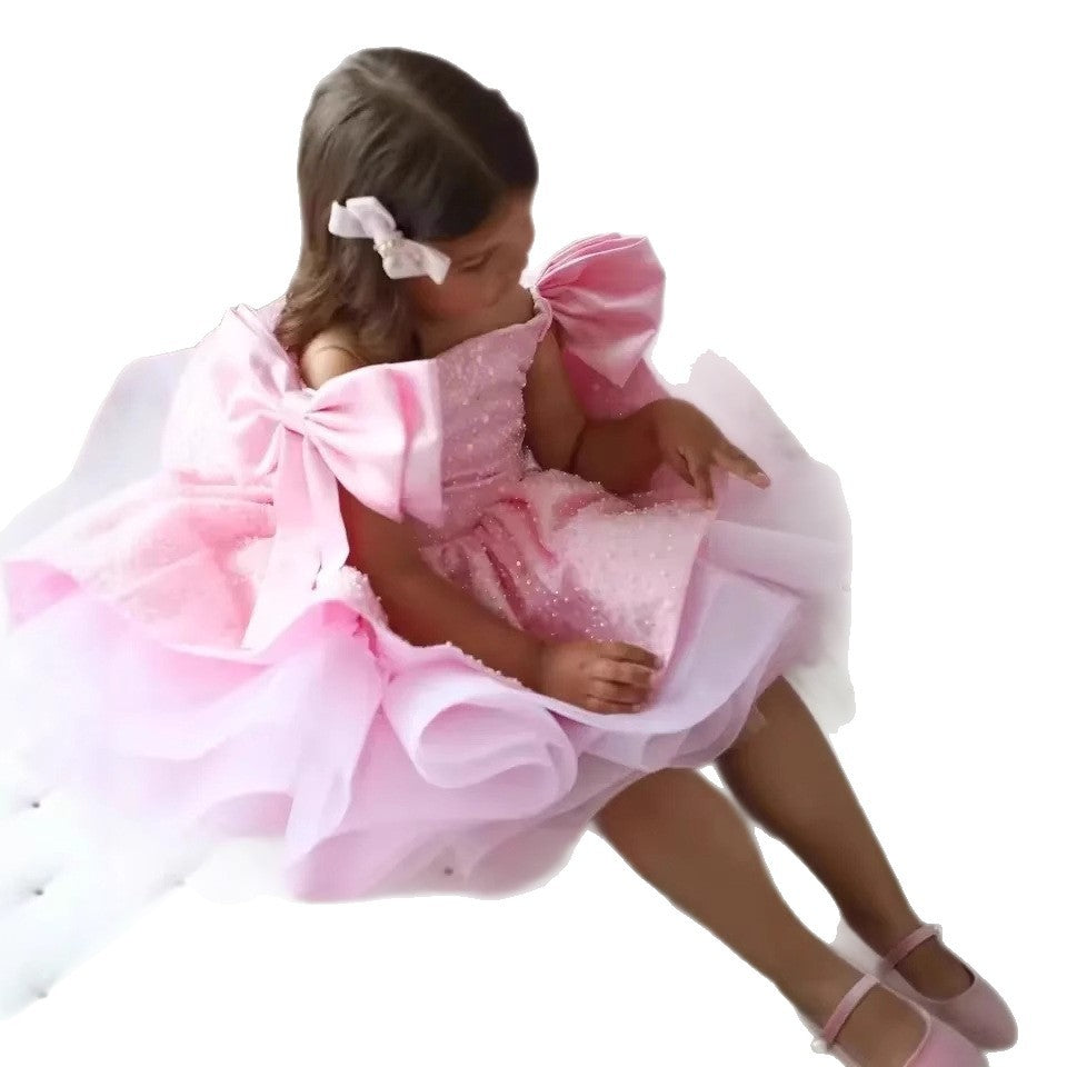 Pink flower girl dress