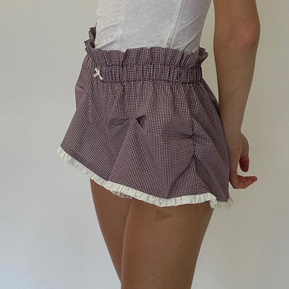 Pink High Waist Ruffled Casual Short