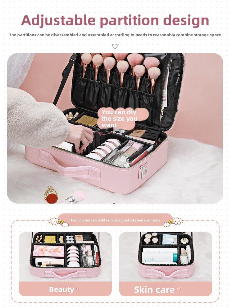 Pink Makeup Bag Portable Large Capacity