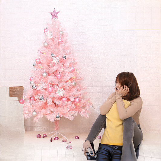 Pink PVC Christmas Tree with Dense Foliage