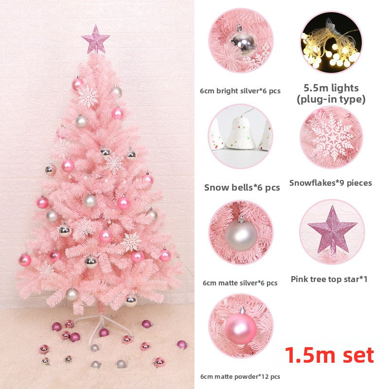 Pink PVC Christmas Tree with Dense Foliage