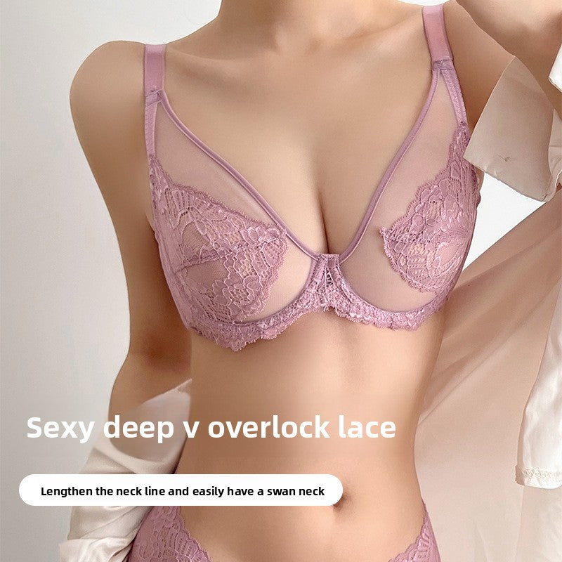 Pink Underwear Women's Thin Large Chest Small