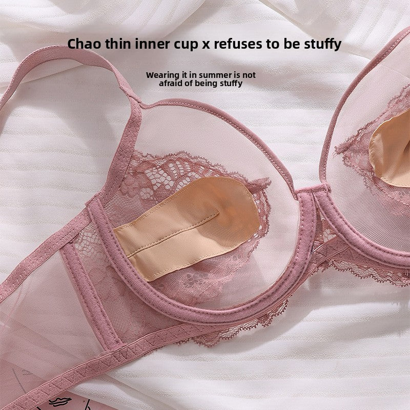 Pink Underwear Women's Thin Large Chest Small