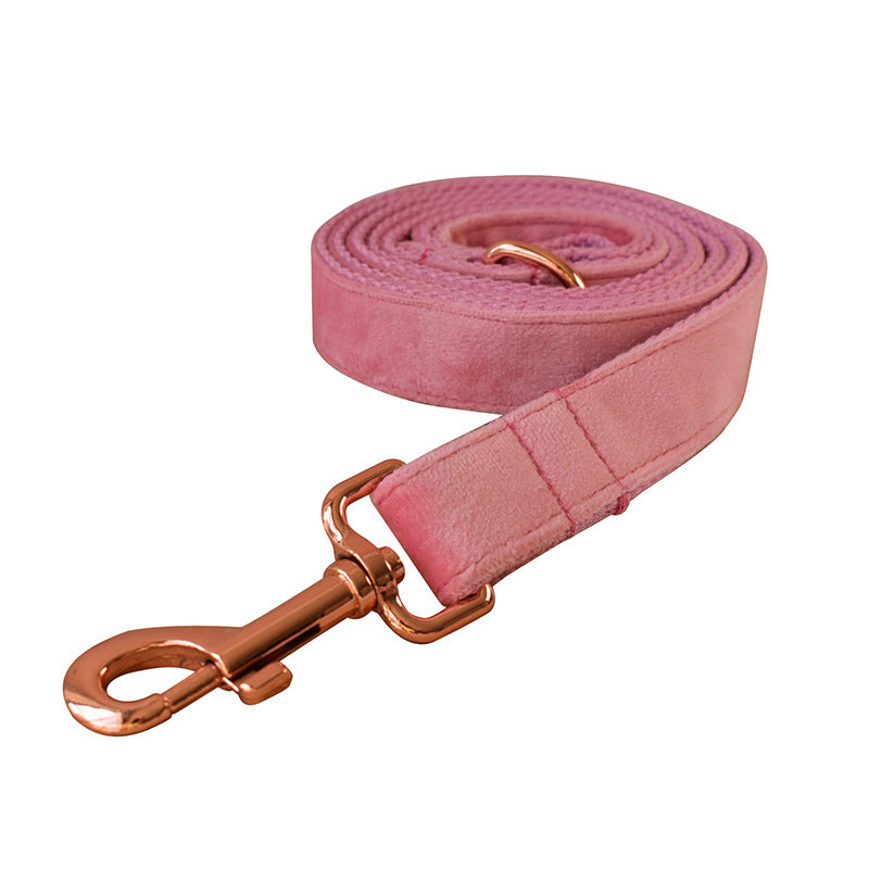 Pink Velvet Dog Collar with Rose Gold Buckle