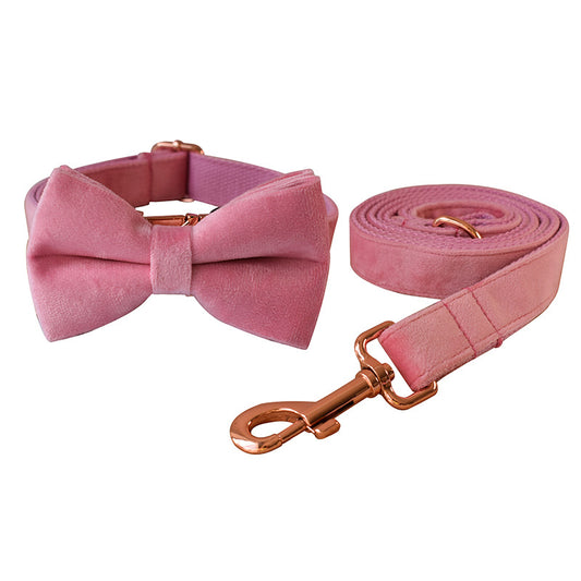 Pink Velvet Dog Collar with Rose Gold Buckle
