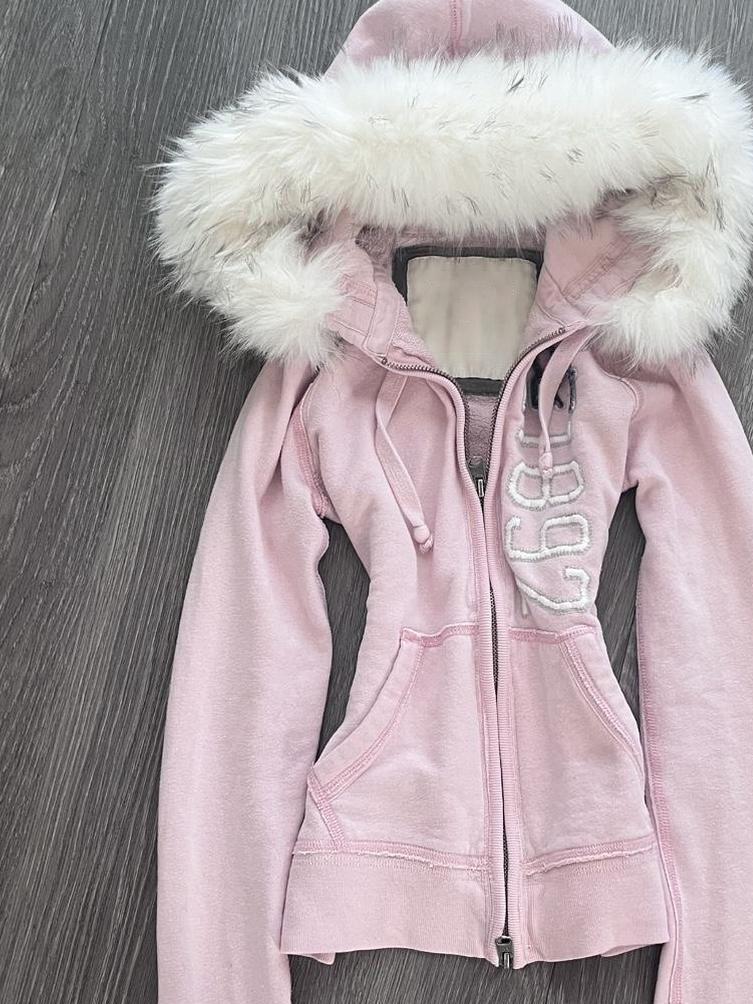 Pink Vintage Fur Collar Fleece Hooded Jacket
