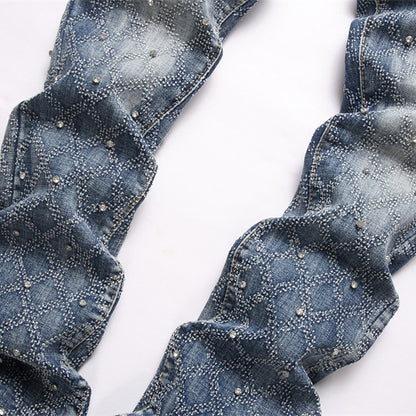 Plaid beaded jeans